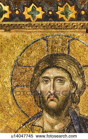 Stock Photography - Turkey, Istanbul, Mosaic of Christ Pantocrator in Haghia Sophia Mosque . Fotosearch