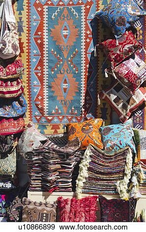Stock Photo - Turkey, Istanbul, rugs for sale. Fotosearch