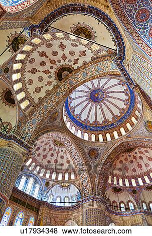 Stock Photo - Turkey, Istanbul, Sultanahmet Mosque interior. Fotosearch
