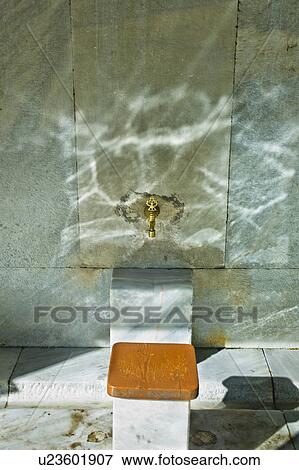 Stock Photo - Turkey, Istanbul, Sultanahmet Mosque wash stand. Fotosearch