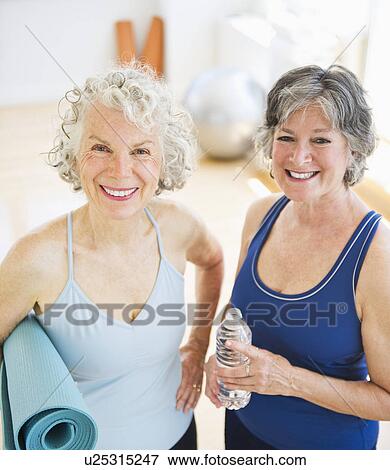 Two senior women exercising View Large Photo Image Stock Photo - Two senior women exercising. Fotosearch