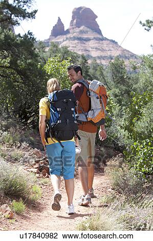 USA, Arizona, Sedona, Young couple hiking View Large Photo Image Stock Image - USA, Arizona, Sedona, Young couple hiking. Fotosearch