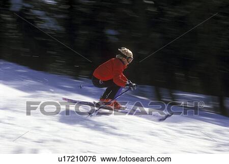 USA, California, Lake Tahoe, Boy (10-11) skiing down slope View Large Photo Image Stock Photograph - USA, California, Lake Tahoe, Boy (10-11) skiing down slope. Fotosearch