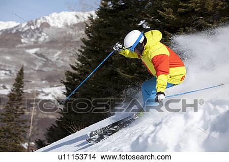 Picture - USA, Colorado, Telluride, Downhill skiing. Fotosearch