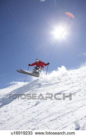 Stock Image - USA, Colorado, Telluride, Downhill skiing. Fotosearch