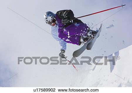 Stock Image - USA, Colorado, Telluride, Downhill skiing. Fotosearch