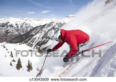 USA, Colorado, Telluride, Downhill skiing View Large Photo Image Stock Photo - USA, Colorado, Telluride, Downhill skiing. Fotosearch