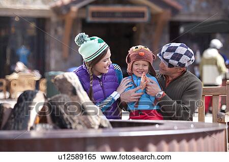 USA, Colorado, Telluride, Parents with son (4-5) at ski resort View Large Photo Image Stock Photography - USA, Colorado, Telluride, Parents with son (4-5) at ski resort. Fotosearch