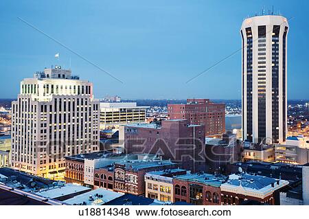 USA, Illinois, Springfield, Skyline at evening View Large Photo Image Stock Photo - USA, Illinois, Springfield, Skyline at evening. Fotosearch