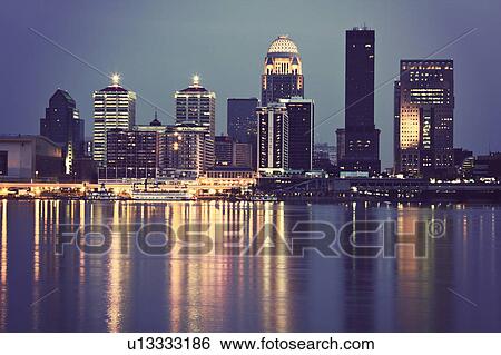USA, Kentucky, Louisville, Skyline at night View Large Photo Image Stock Photograph - USA, Kentucky, Louisville, Skyline at night. Fotosearch