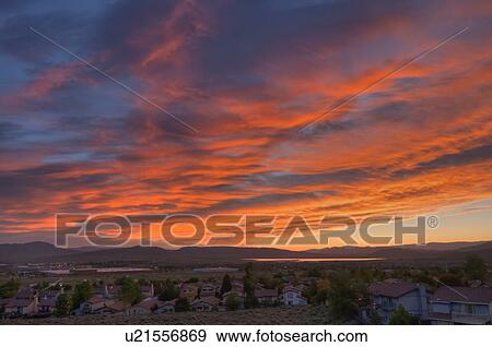 Stock Photo - USA, Nevada, Reno, Scenic sunrise . Fotosearch