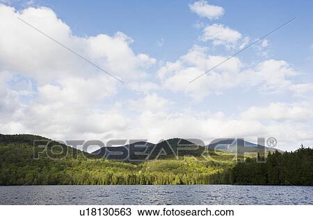 Stock Image - USA, New York State, Adirondack Mountains, Lake Placid. Fotosearch