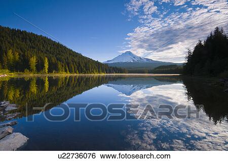 USA, Oregon, Clackamas County, View of Trillium Lake with Mt Hood in background View Large Photo Image Stock Photograph - USA, Oregon, Clackamas County, View of Trillium Lake with Mt Hood in background. Fotosearch
