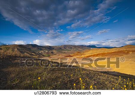 USA, Oregon, Mitchell, Painted Hills at day View Large Photo Image Stock Image - USA, Oregon, Mitchell, Painted Hills at day. Fotosearch