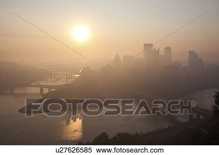 Stock Photography - USA, Pennsylvania, Pittsburgh at sunrise. Fotosearch