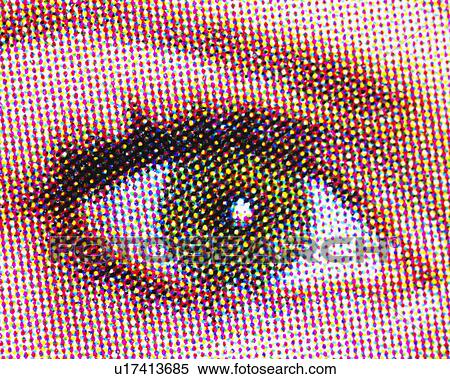 Stock Photography - Young woman's eye pixelated. Fotosearch