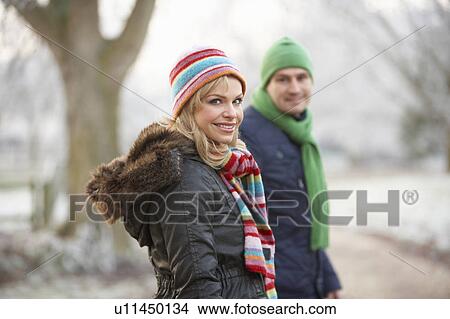 Couple On Winter Walk Through Frosty Landscape View Large Photo Image Picture - Couple On Winter Walk Through Frosty Landscape. Fotosearch