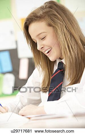Female Teenage Student Studying In Classroom View Large Photo Image Stock Image - Female Teenage Student Studying In Classroom. Fotosearch