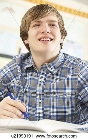 Male Teenage Student Studying In Classroom View Large Photo Image Stock Image - Male Teenage Student Studying In Classroom. Fotosearch