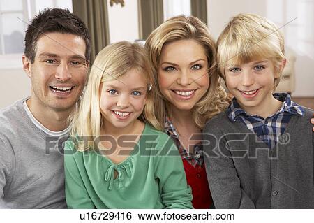 Portrait Of Happy Family At Home View Large Photo Image Stock Photograph - Portrait Of Happy Family At Home. Fotosearch
