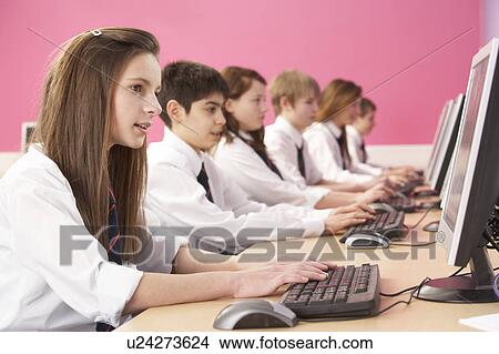 Teenage Students In IT Class Using Computers In Classroom View Large Photo Image Picture - Teenage Students In IT Class Using Computers In Classroom. Fotosearch