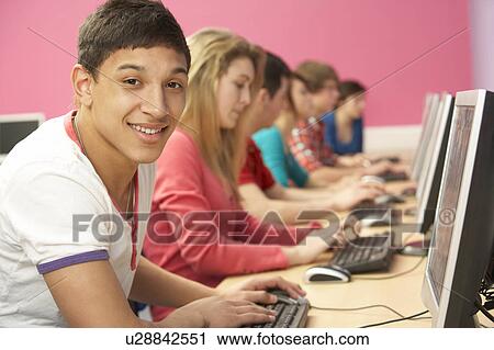 Teenage Students In IT Class Using Computers In Classroom View Large Photo Image Stock Image - Teenage Students In IT Class Using Computers In Classroom. Fotosearch