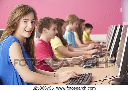 Teenage Students In IT Class Using Computers In Classroom View Large Photo Image Stock Photography - Teenage Students In IT Class Using Computers In Classroom. Fotosearch