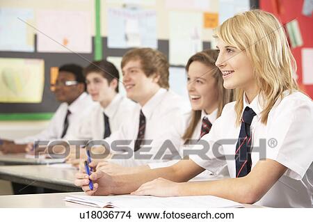 Teenage Students Studying In Classroom View Large Photo Image Picture - Teenage Students Studying In Classroom. Fotosearch