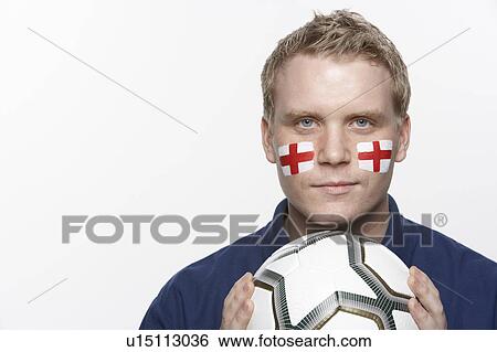 Young Male Football Fan With St Georges Flag Painted On Face View Large Photo Image Stock Photograph - Young Male Football Fan With St Georges Flag Painted On Face. Fotosearch