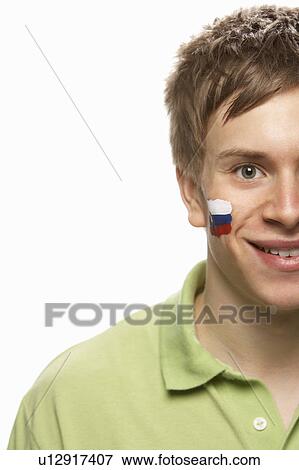 Stock Photo - Young Male Sports Fan With Slovakian Flag Painted On Face. Fotosearch
