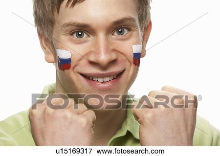 Young Male Sports Fan With Slovakian Flag Painted On Face View Large Photo Image Stock Photo - Young Male Sports Fan With Slovakian Flag Painted On Face. Fotosearch