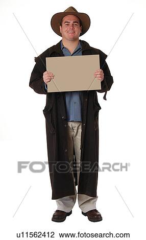 Stock Image - Australian farmer with a sign. Fotosearch