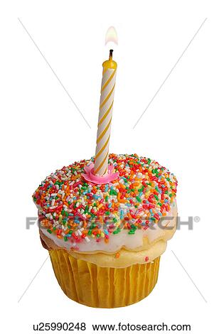 Stock Photo - Birthday cupcake. Fotosearch