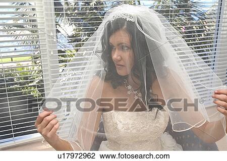 Stock Image - Bride with veil. Fotosearch