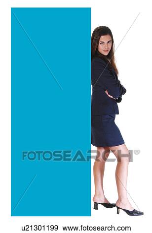 Stock Photo - Businesswoman with a rectangle. Fotosearch