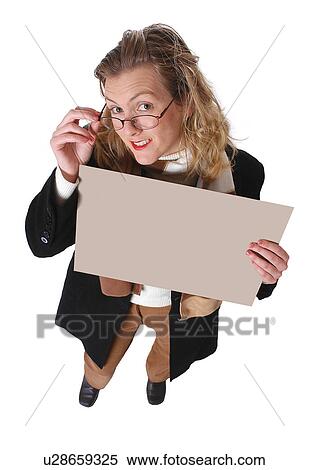 Businesswoman with a sign View Large Photo Image Stock Photography - Businesswoman with a sign. Fotosearch