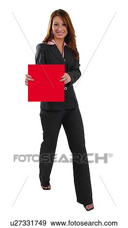 Stock Photo - Businesswoman with a square. Fotosearch