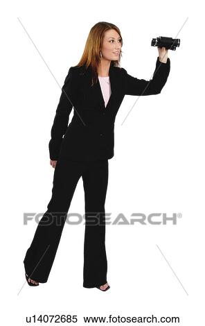 Stock Photography - Businesswoman with binoculars. Fotosearch