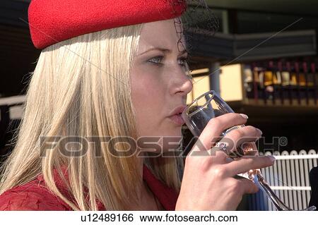 Stock Photograph - Champagne at the Melbourne Cup. Fotosearch