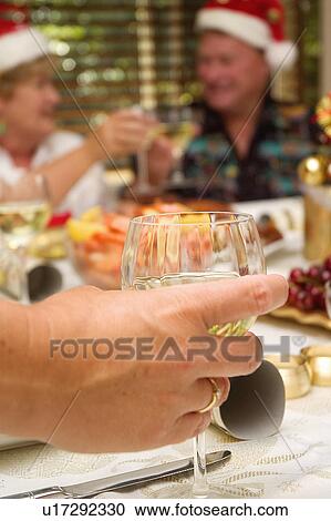 Stock Image - Champagne on Christmas day. Fotosearch