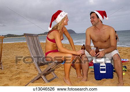 Christmas day at the beach View Large Photo Image Stock Photograph - Christmas day at the beach. Fotosearch