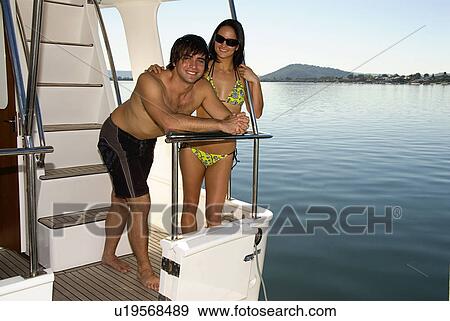 Couple on boat View Large Photo Image Stock Photo - Couple on boat. Fotosearch