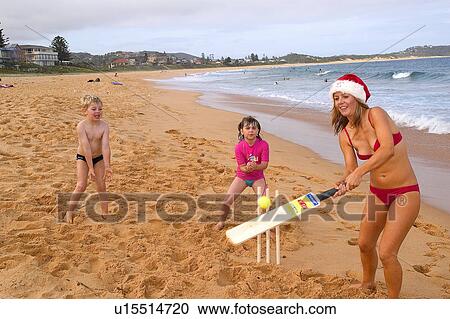 Stock Image - Cricket on the beach. Fotosearch