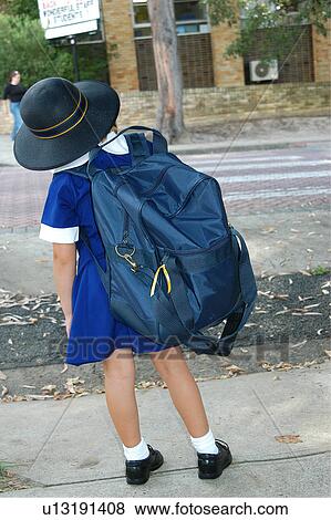 Stock Photo - Girl with backpack. Fotosearch