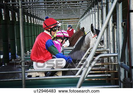 Jockey's in the barrier View Large Photo Image Stock Image - Jockey's in the barrier. Fotosearch