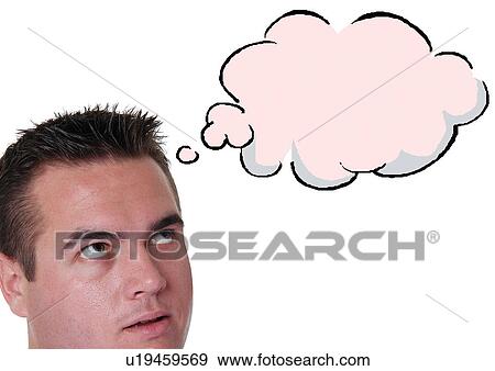 Stock Photo - Man with a thought bubble. Fotosearch