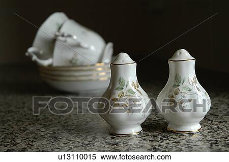 Stock Photography - Salt and pepper shakers that are China. Fotosearch