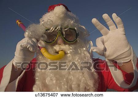 Stock Photo - Santa goggles and snorkel. Fotosearch