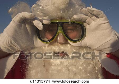 Picture - Santa with goggles. Fotosearch