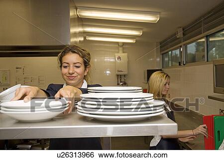 Stock Photograph - School kitchen. Fotosearch